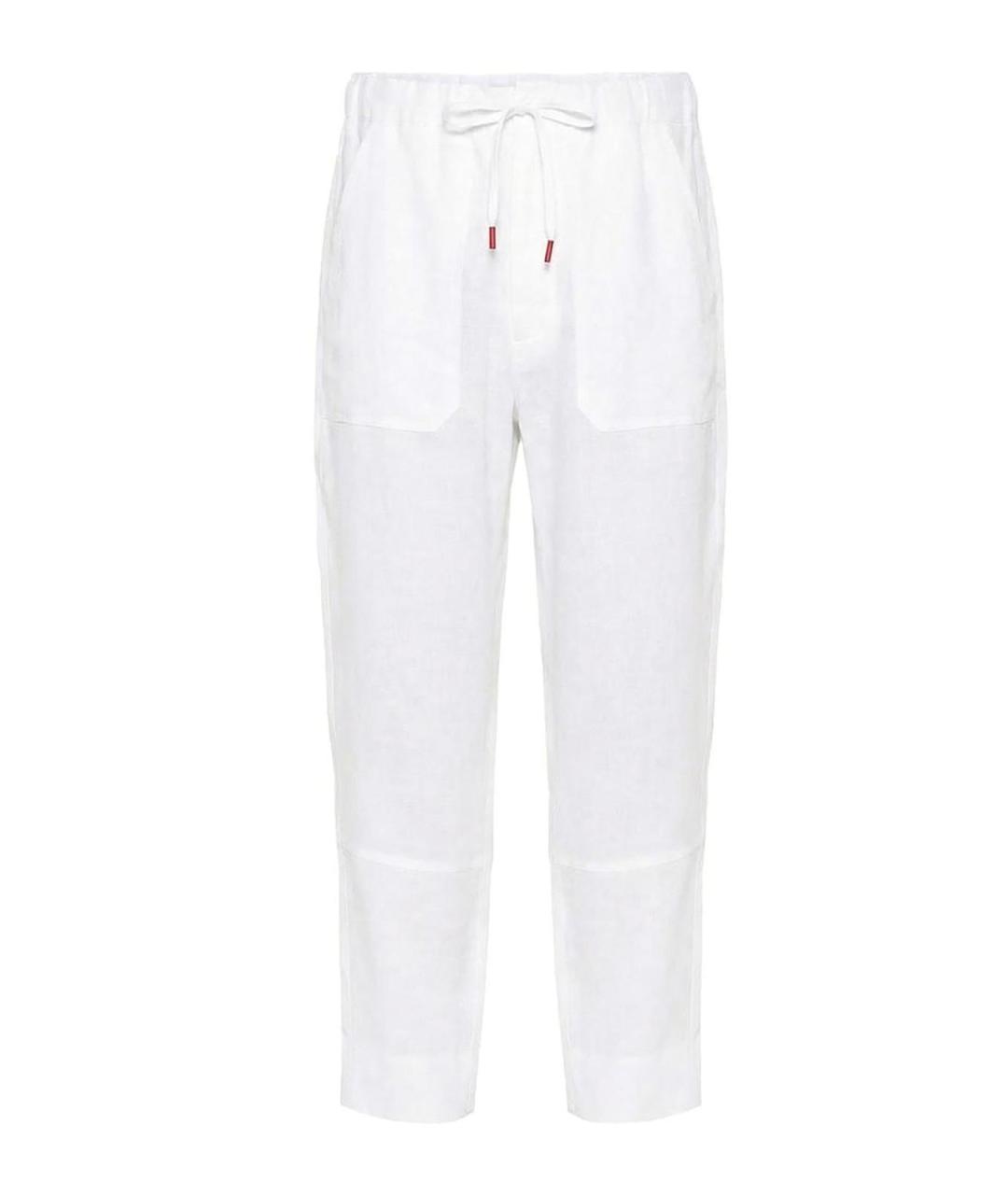 KITON Белые льняные повседневные брюки, фото 1