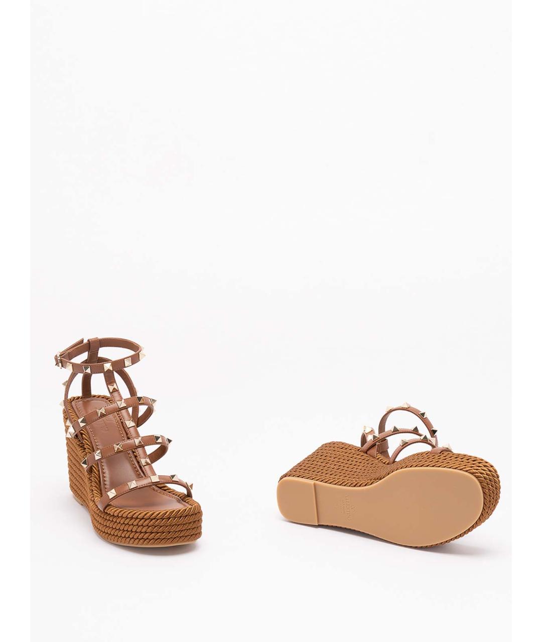 VALENTINO Коричневые кожаные босоножки, фото 4