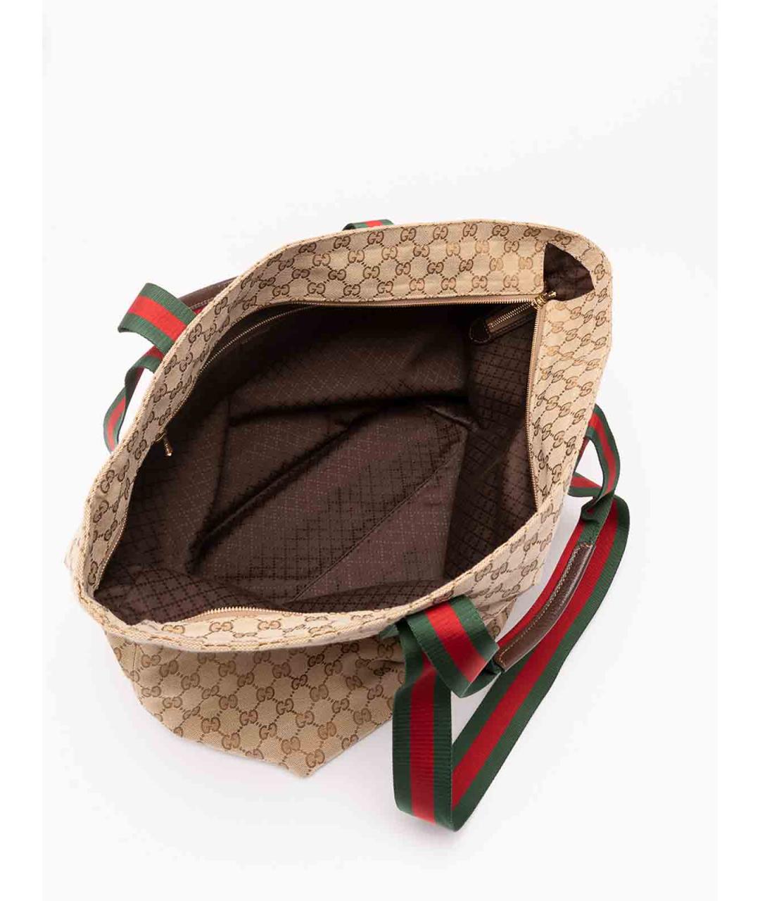 GUCCI Бежевая жаккардовая сумка тоут, фото 5