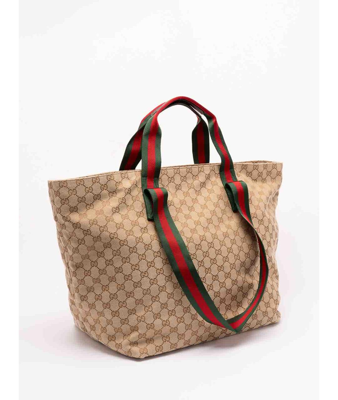 GUCCI Бежевая жаккардовая сумка тоут, фото 3
