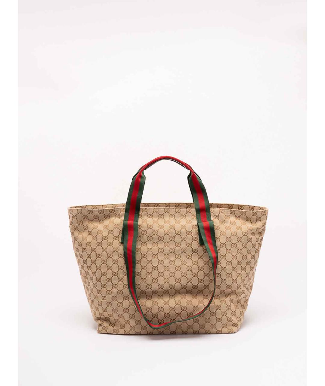GUCCI Бежевая жаккардовая сумка тоут, фото 2