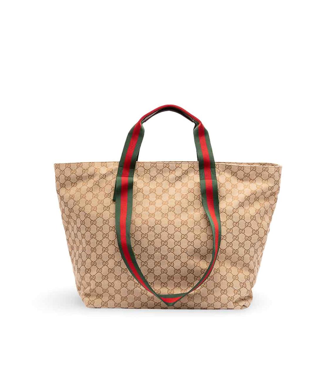 GUCCI Бежевая жаккардовая сумка тоут, фото 1