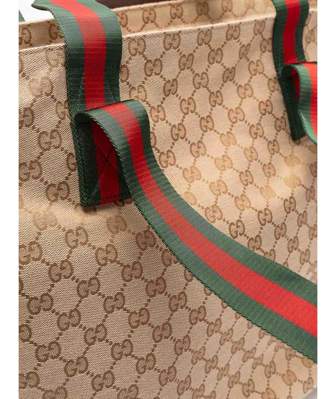 GUCCI Бежевая жаккардовая сумка тоут, фото 4