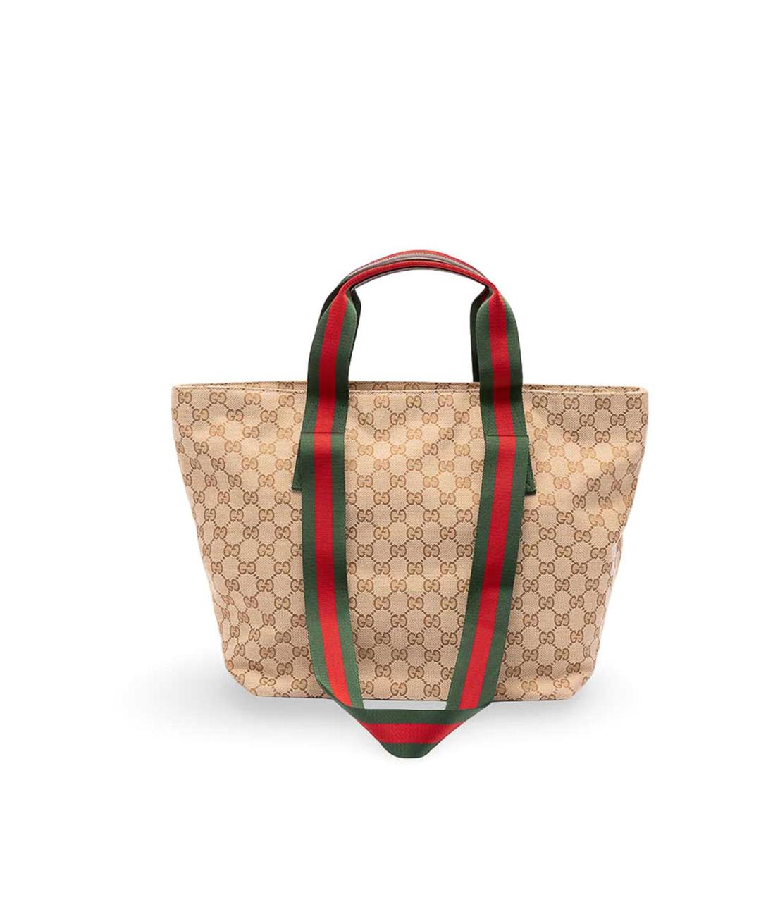 GUCCI Бежевая жаккардовая сумка тоут, фото 1