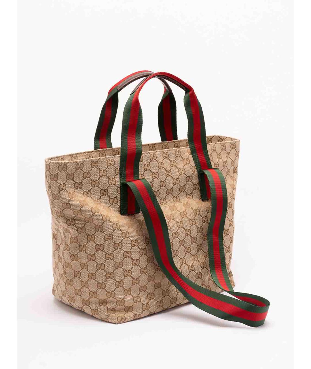 GUCCI Бежевая жаккардовая сумка тоут, фото 3