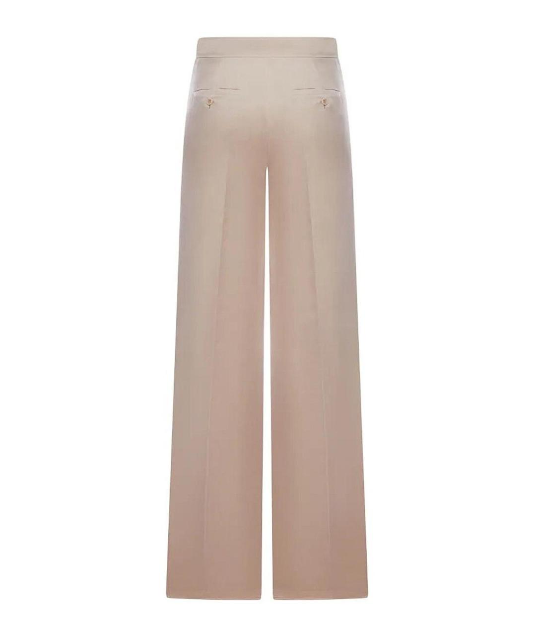 MAX MARA Бежевые шелковые брюки широкие, фото 2