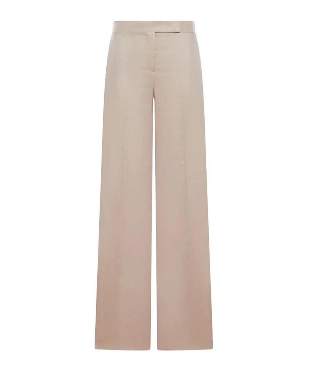 MAX MARA Бежевые шелковые брюки широкие, фото 1