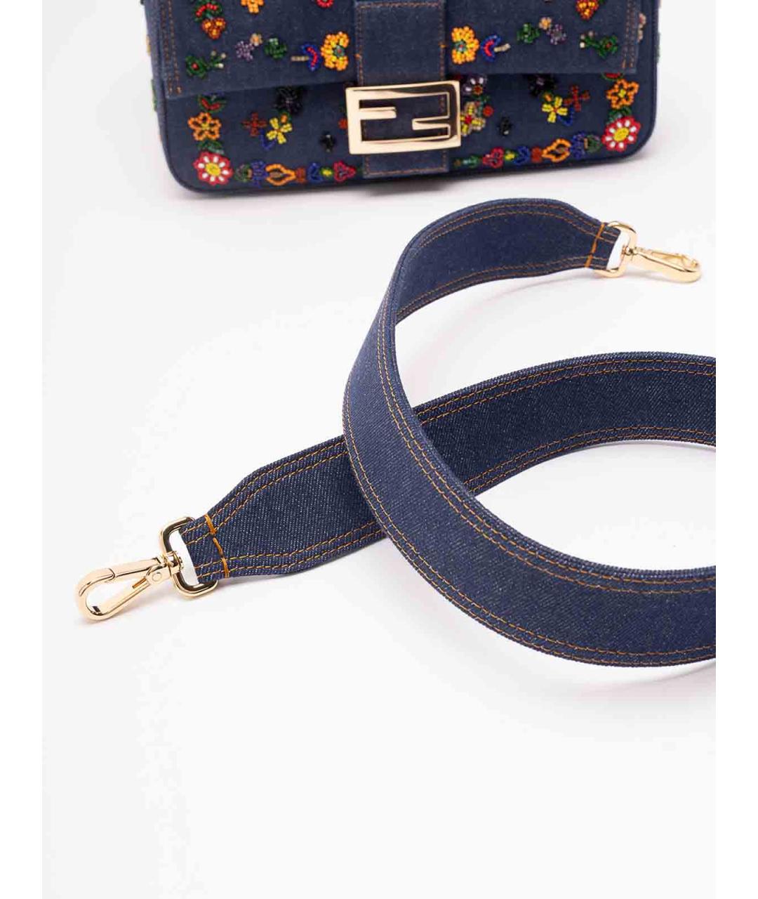 FENDI Темно-синяя деним сумка через плечо, фото 5