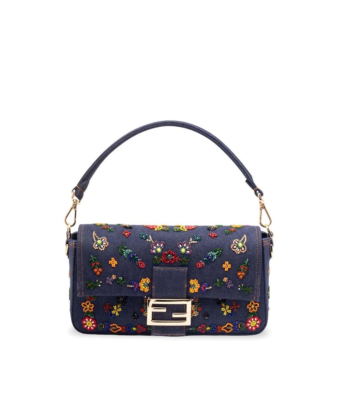 FENDI Темно-синяя деним сумка через плечо, фото 1