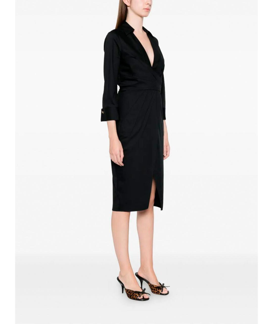 ELISABETTA FRANCHI Черное хлопковое повседневное платье, фото 4