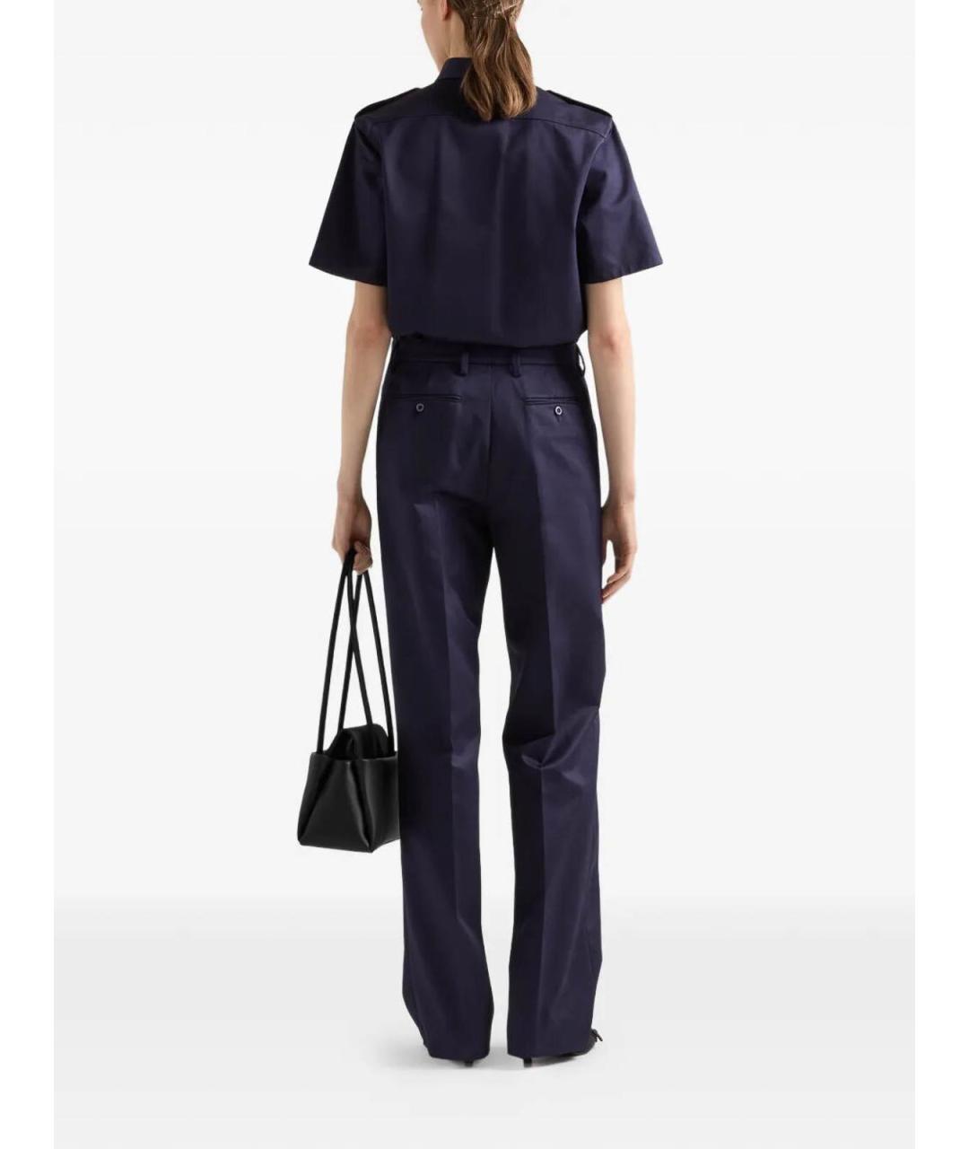 PRADA Темно-синие хлопковые прямые брюки, фото 5