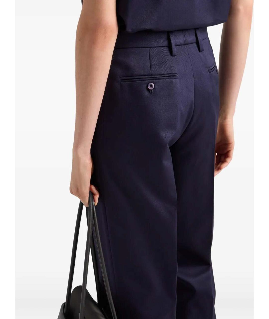 PRADA Темно-синие хлопковые прямые брюки, фото 4
