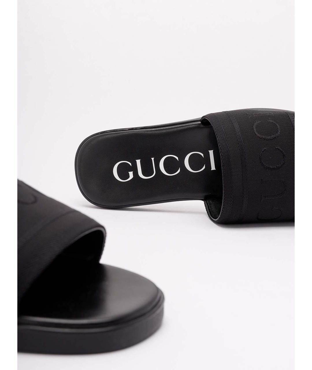 GUCCI Черные синтетические шлепанцы, фото 5