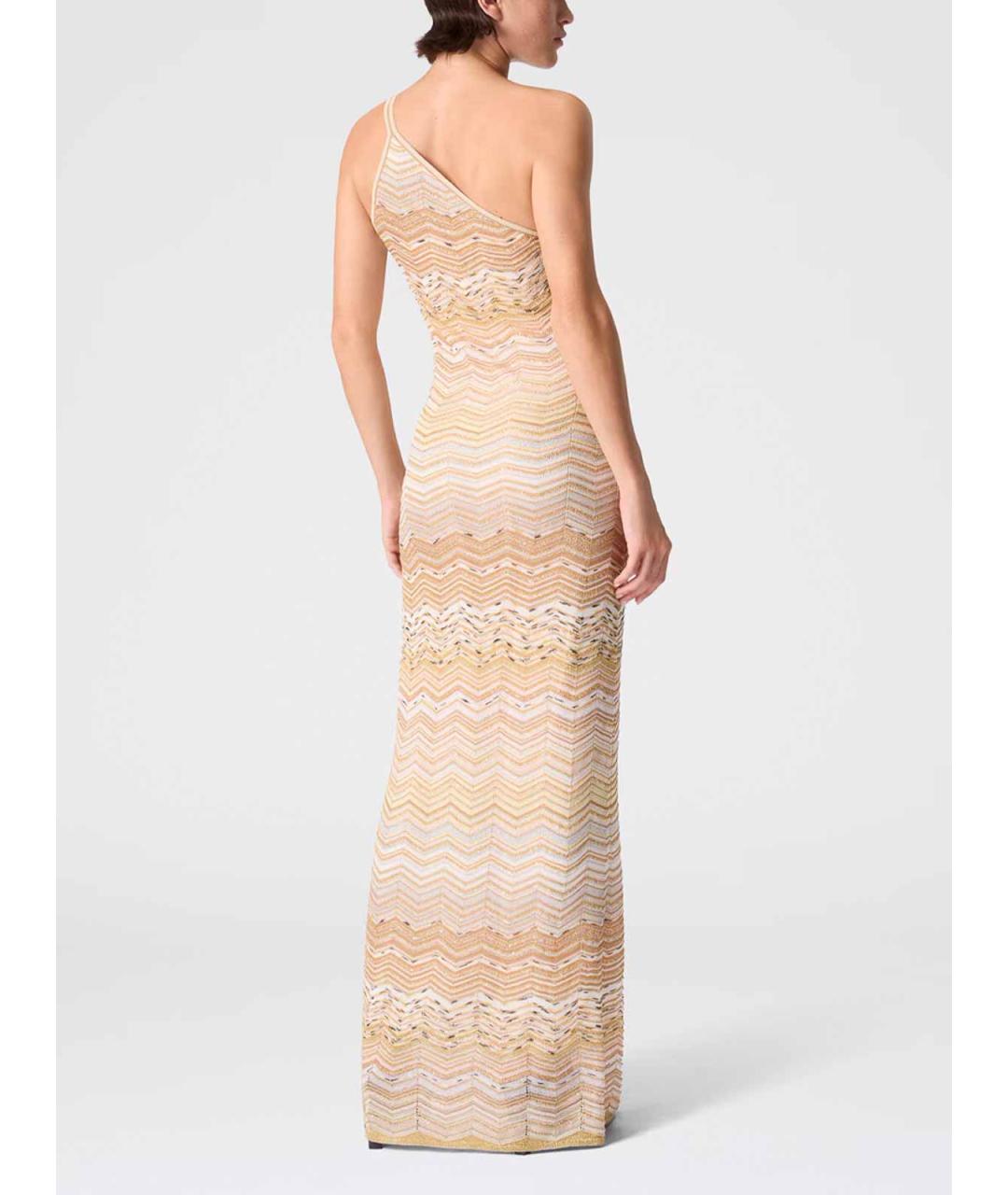 MISSONI Золотое вискозное повседневное платье, фото 3