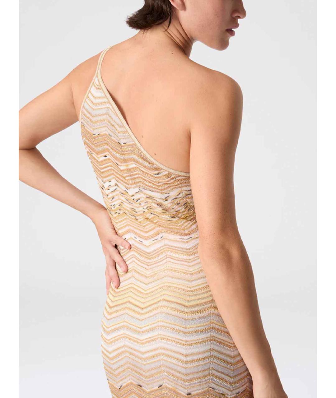 MISSONI Золотое вискозное повседневное платье, фото 5