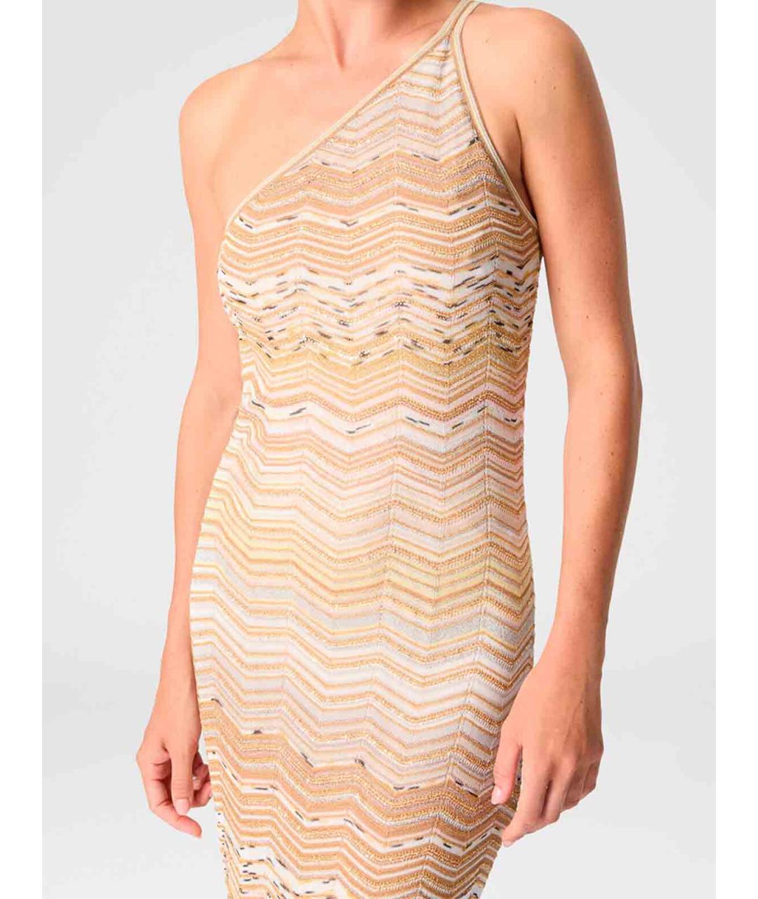 MISSONI Золотое вискозное повседневное платье, фото 4