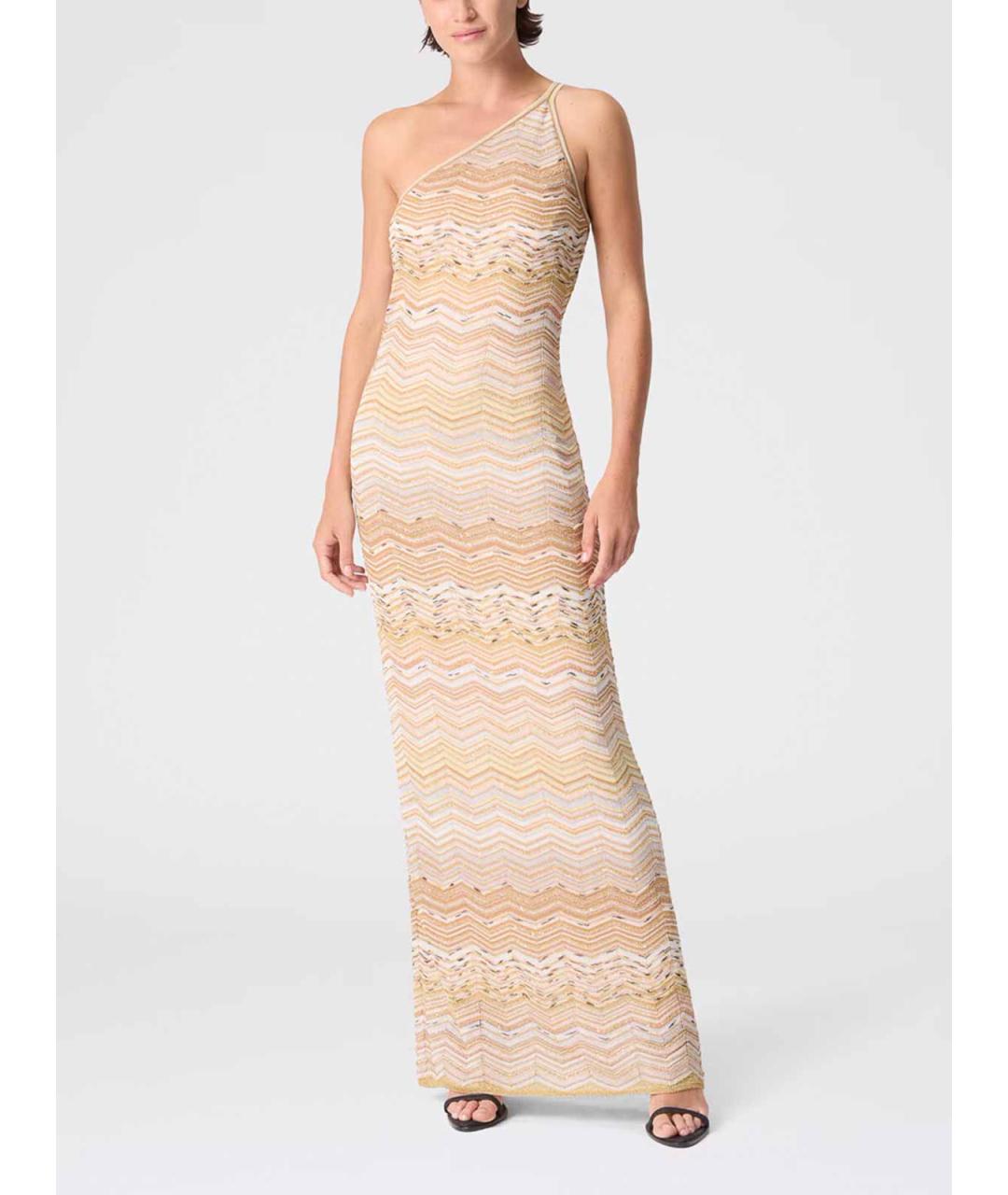 MISSONI Золотое вискозное повседневное платье, фото 2