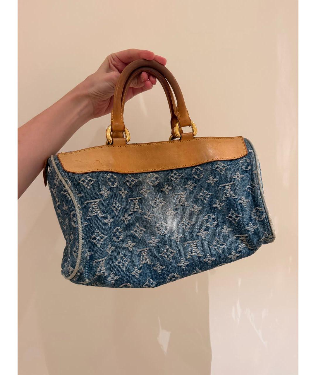 LOUIS VUITTON Синяя деним сумка с короткими ручками, фото 3