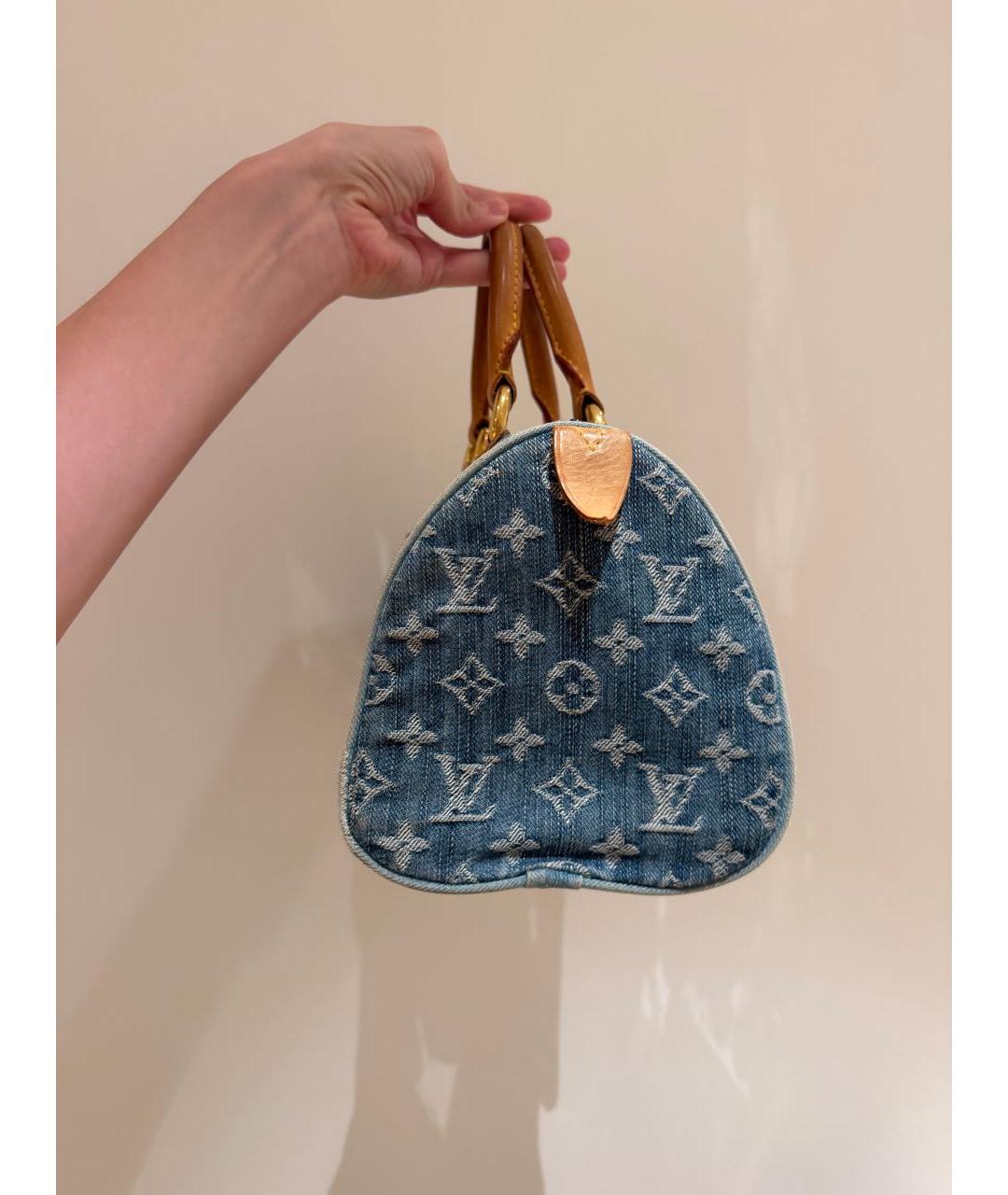 LOUIS VUITTON Синяя деним сумка с короткими ручками, фото 5