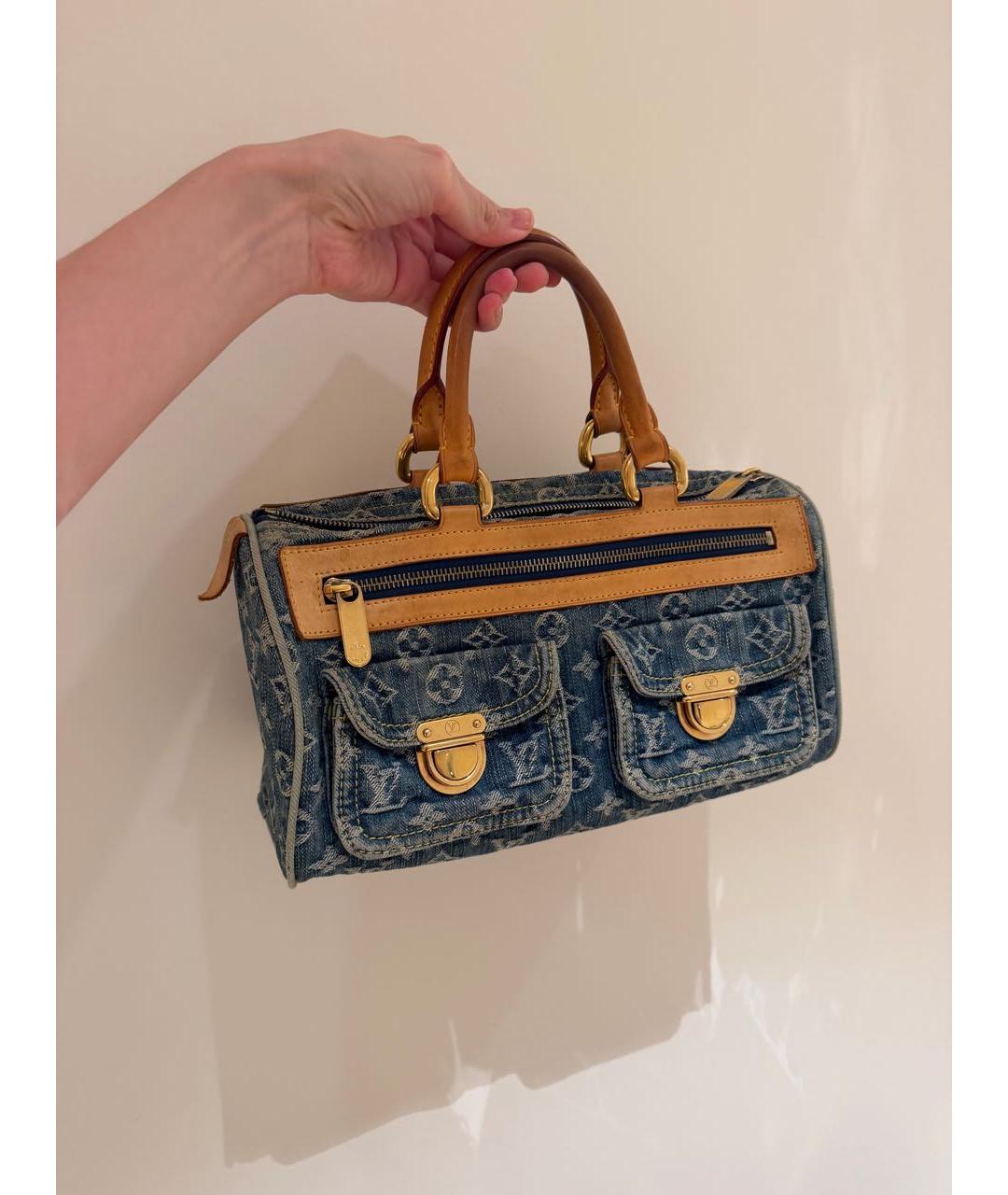 LOUIS VUITTON Синяя деним сумка с короткими ручками, фото 6