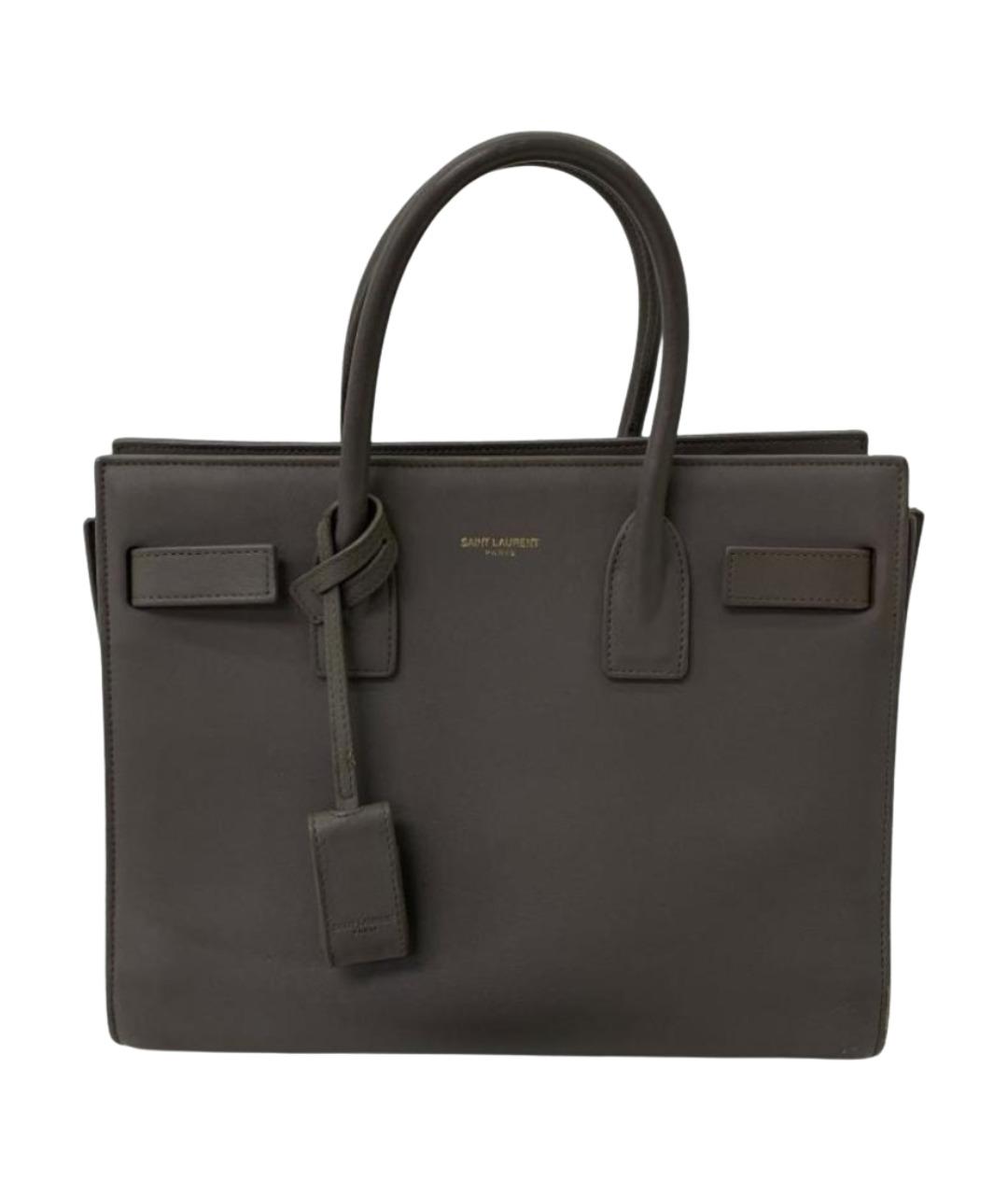 SAINT LAURENT Серая кожаная сумка с короткими ручками, фото 1