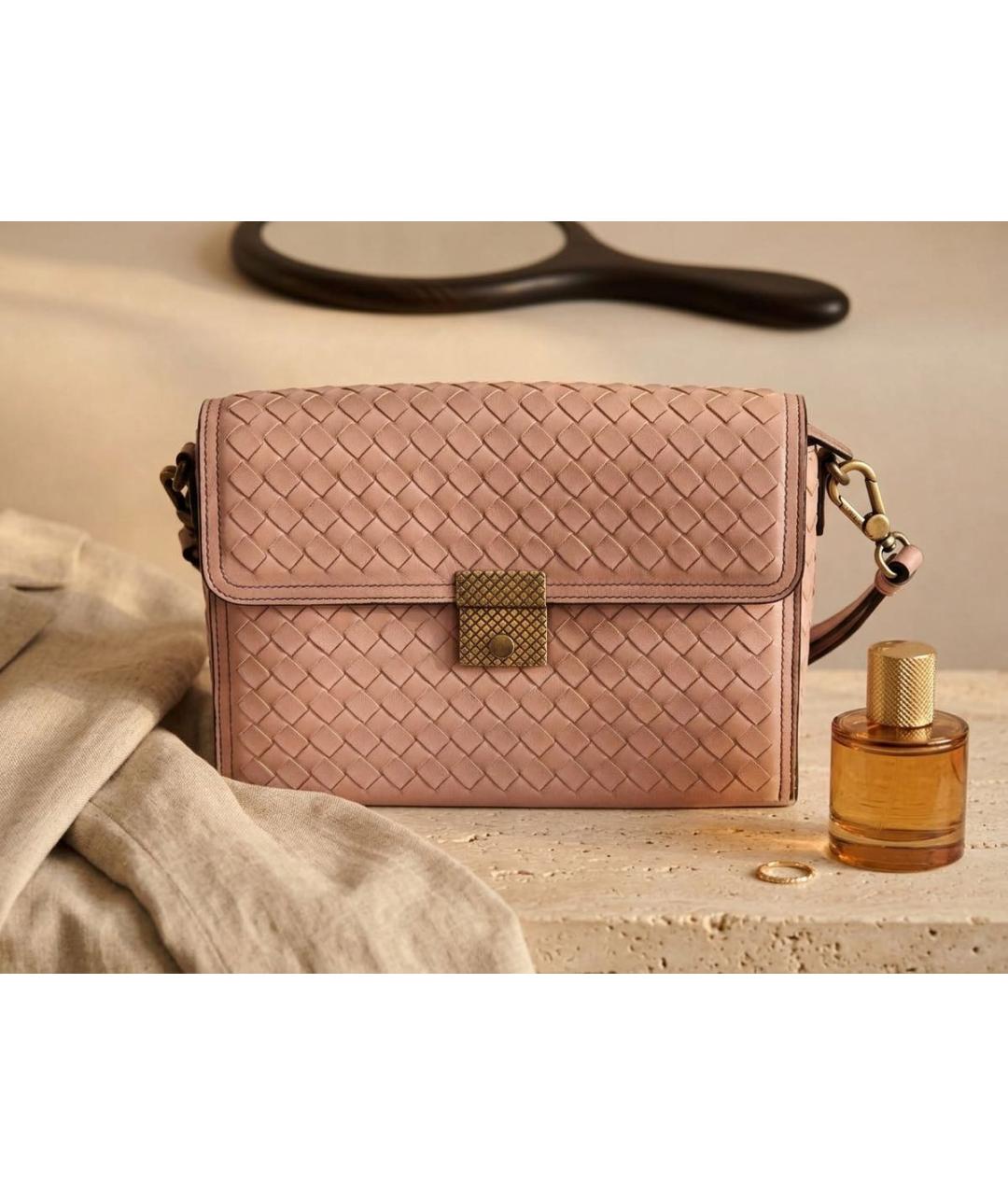 BOTTEGA VENETA Розовая кожаная сумка через плечо, фото 5