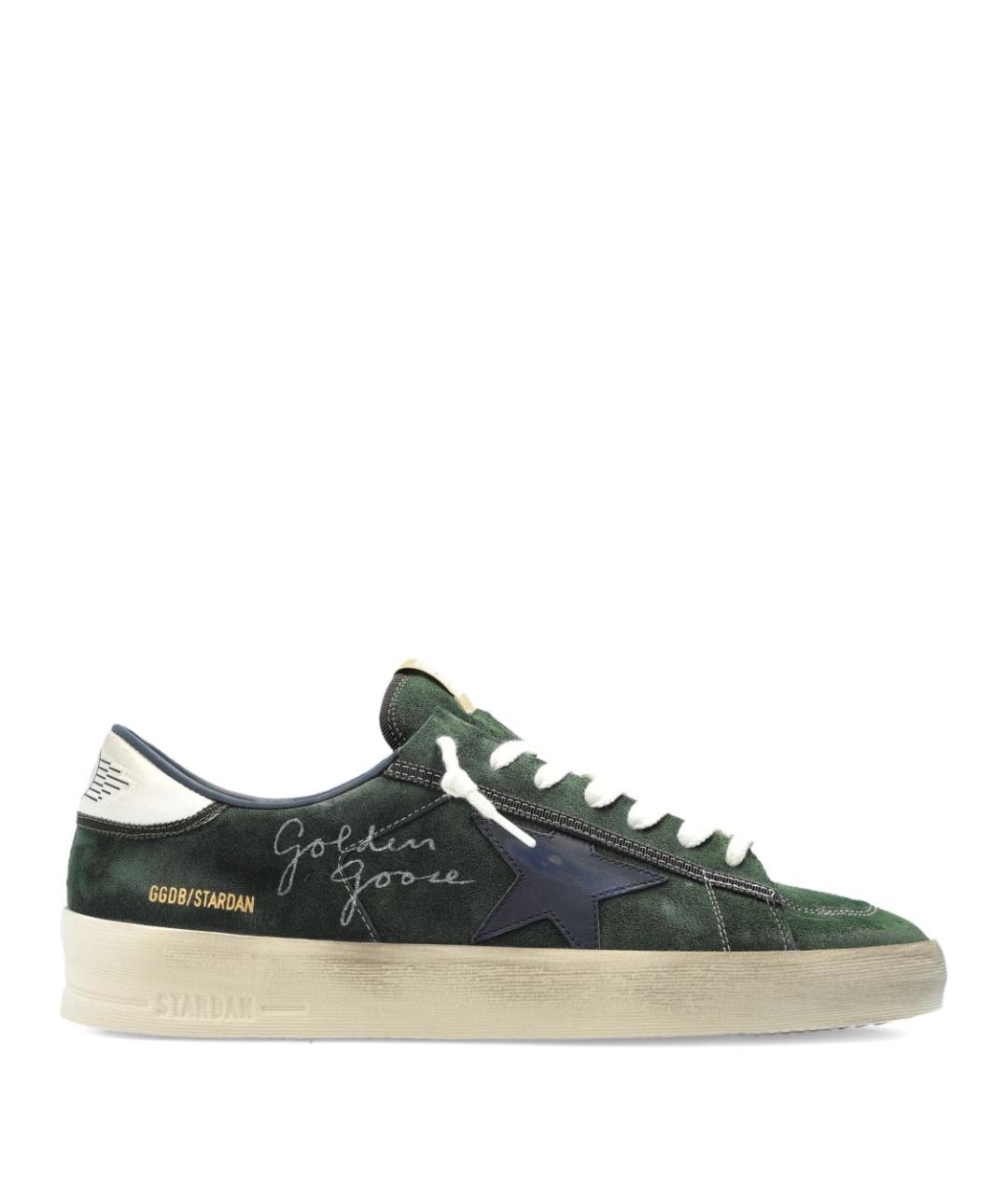 GOLDEN GOOSE Зеленые кожаные низкие кроссовки / кеды, фото 1