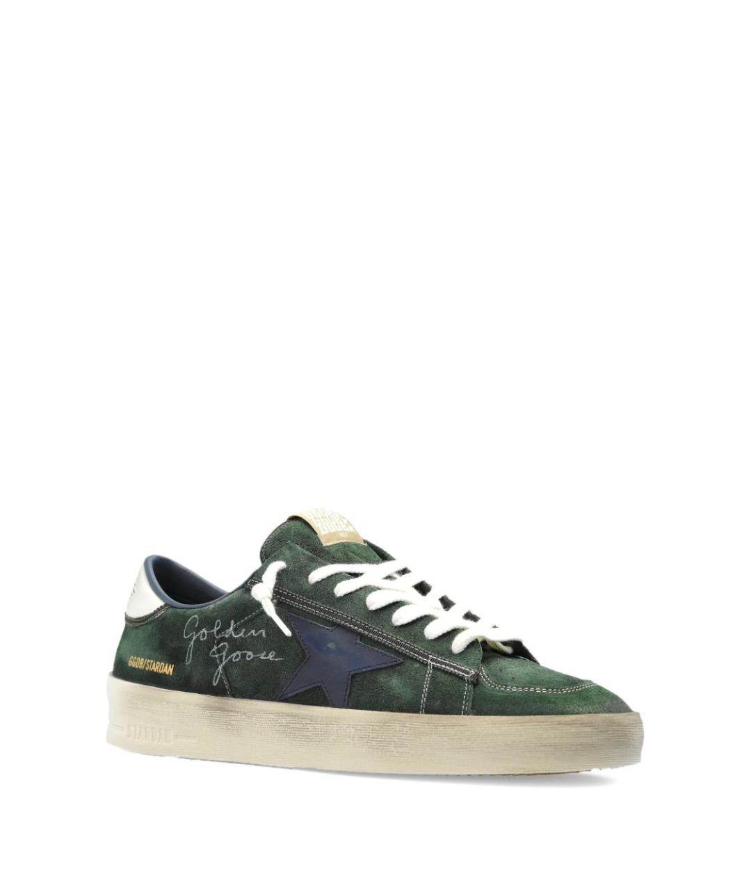 GOLDEN GOOSE Зеленые кожаные низкие кроссовки / кеды, фото 5