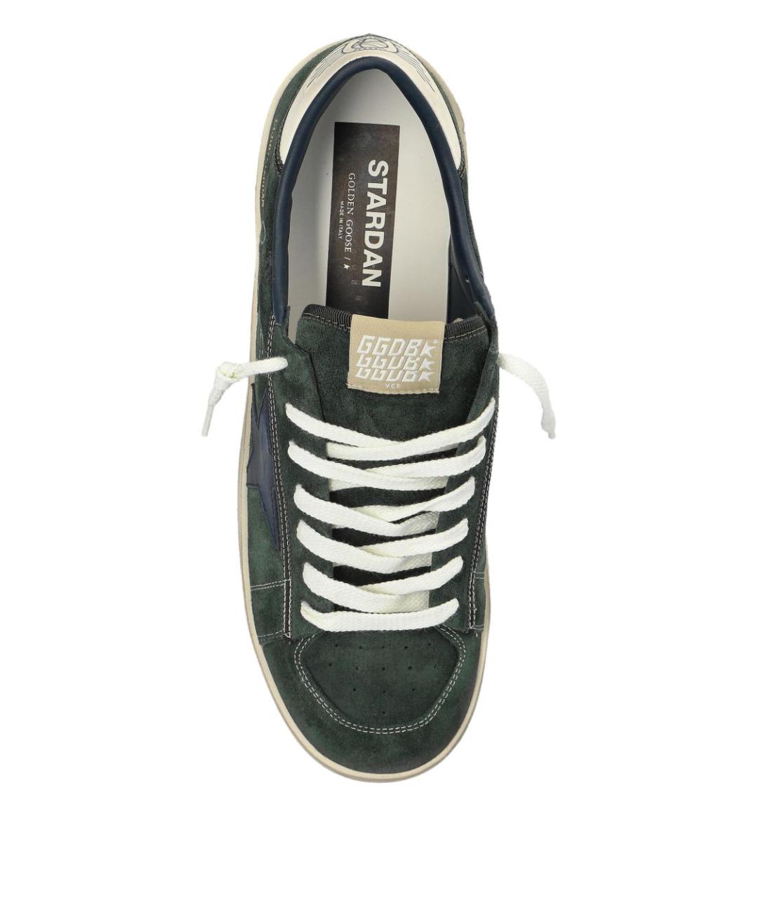 GOLDEN GOOSE Зеленые кожаные низкие кроссовки / кеды, фото 2