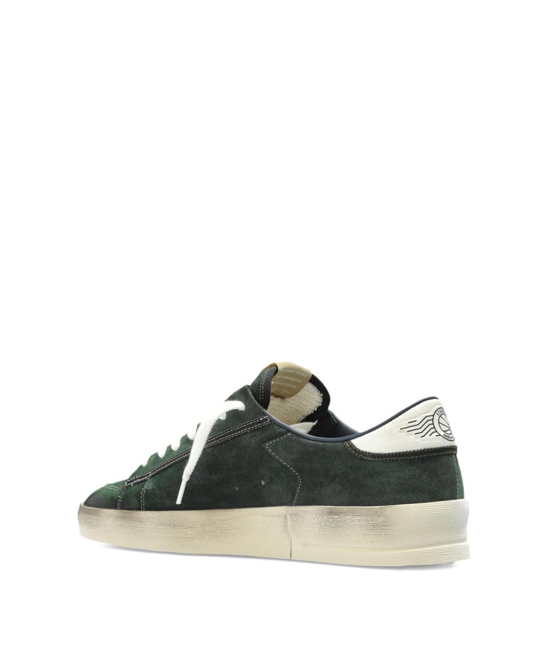 GOLDEN GOOSE Зеленые кожаные низкие кроссовки / кеды, фото 3