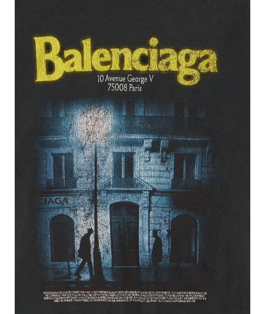 BALENCIAGA Черная хлопковая футболка, фото 3