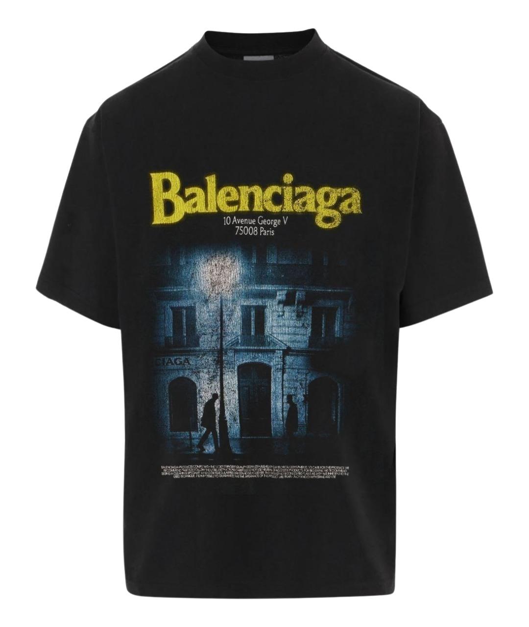 BALENCIAGA Черная хлопковая футболка, фото 1