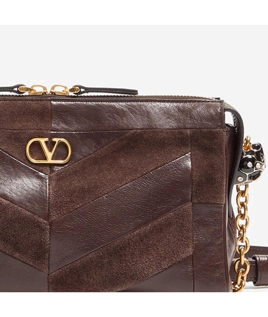 VALENTINO Коричневая кожаная сумка через плечо, фото 4