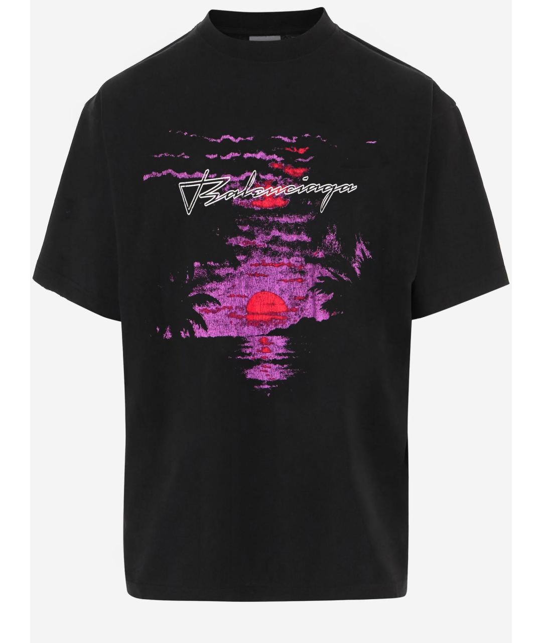 BALENCIAGA Черная хлопковая футболка, фото 4