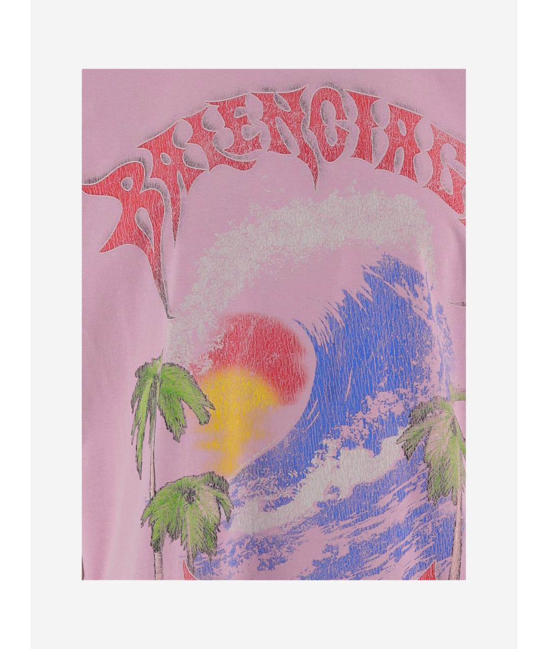 BALENCIAGA Розовая хлопковая футболка, фото 3