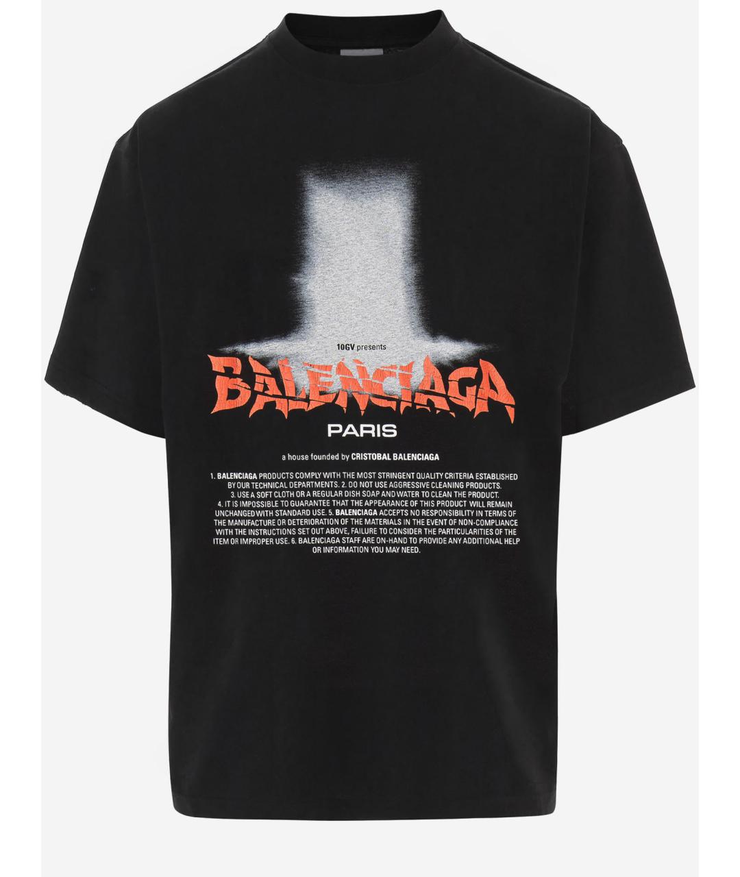 BALENCIAGA Черная хлопковая футболка, фото 4