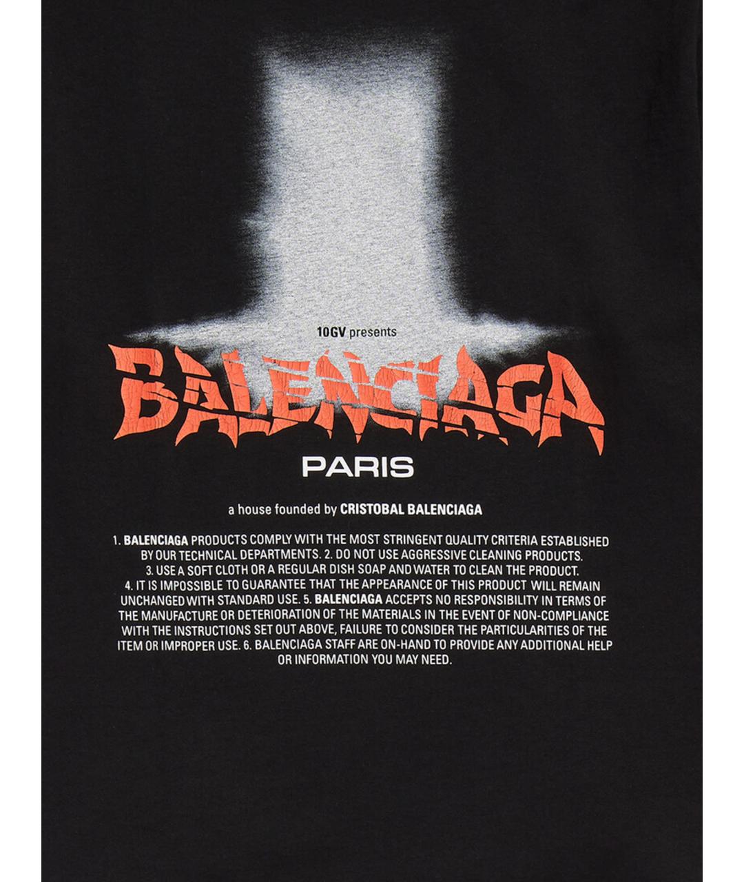 BALENCIAGA Черная хлопковая футболка, фото 3