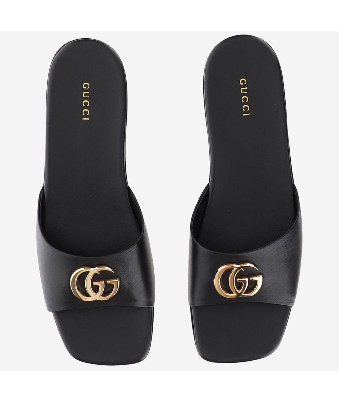 GUCCI Черные кожаные шлепанцы, фото 3