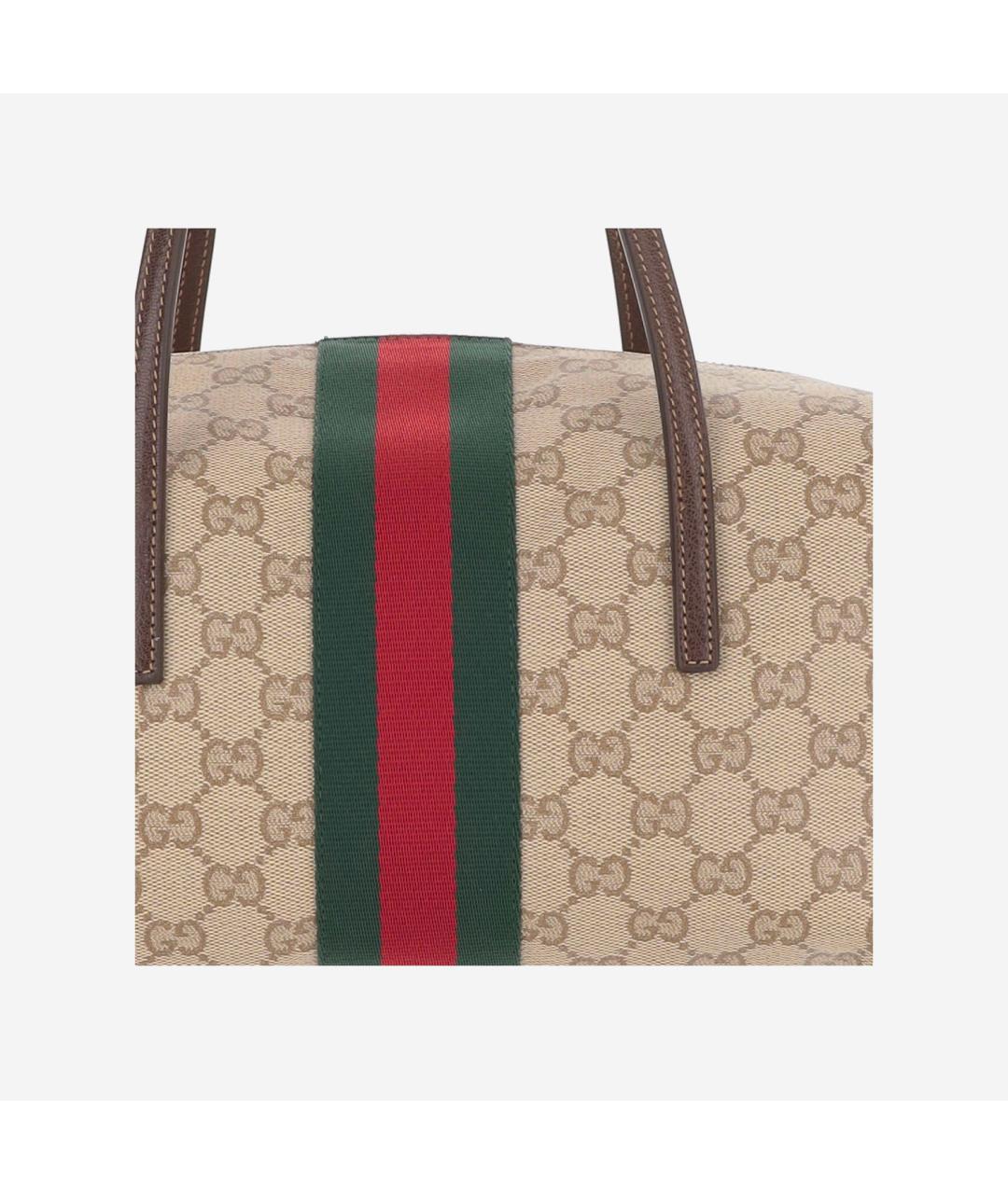 GUCCI Бежевая сумка через плечо из канвы, фото 4