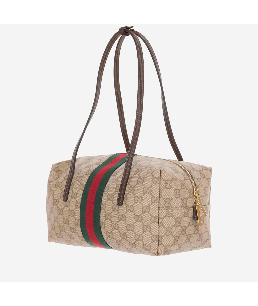 GUCCI Бежевая сумка через плечо из канвы, фото 2