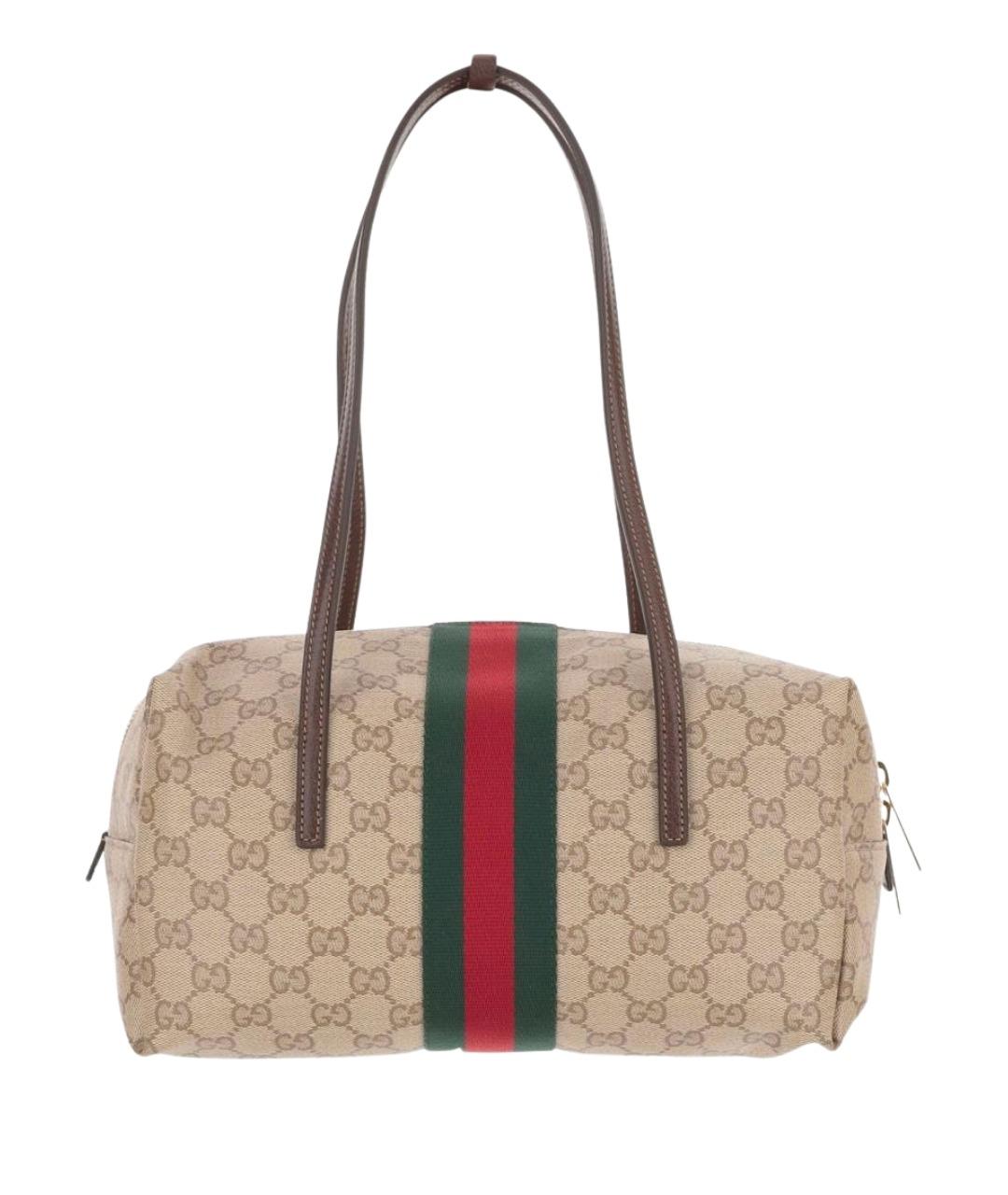 GUCCI Бежевая сумка через плечо из канвы, фото 1