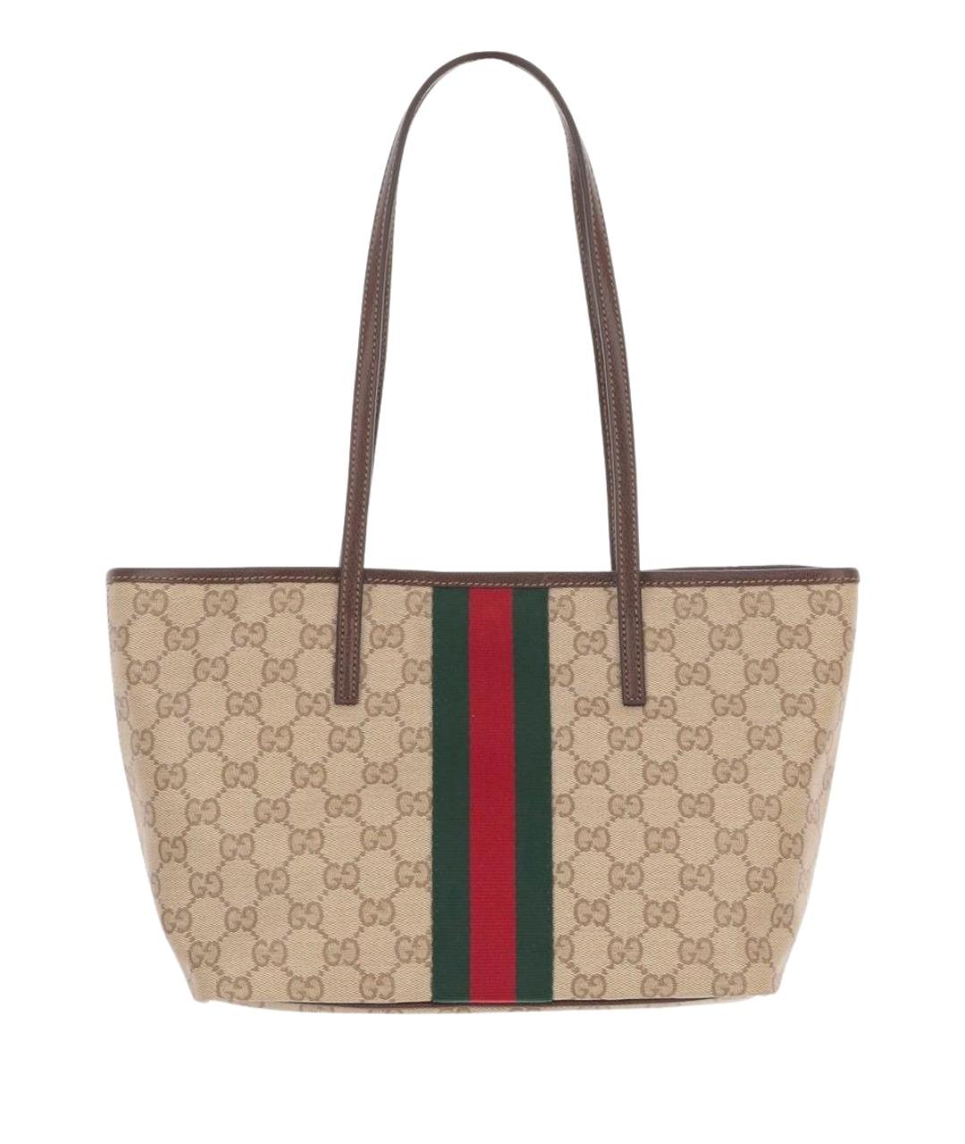 GUCCI Бежевая канва сумка тоут, фото 1
