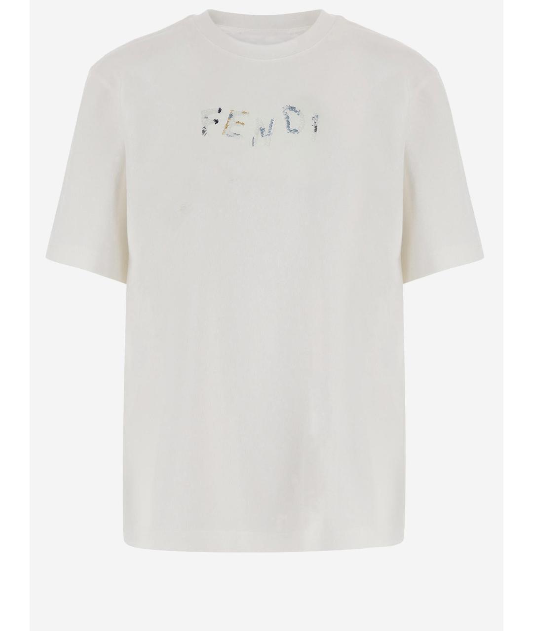 FENDI Белая хлопковая футболка, фото 4