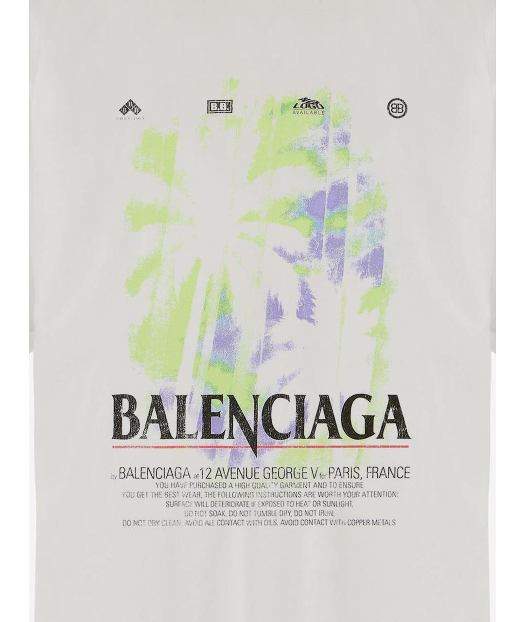 BALENCIAGA Белая хлопковая футболка, фото 3