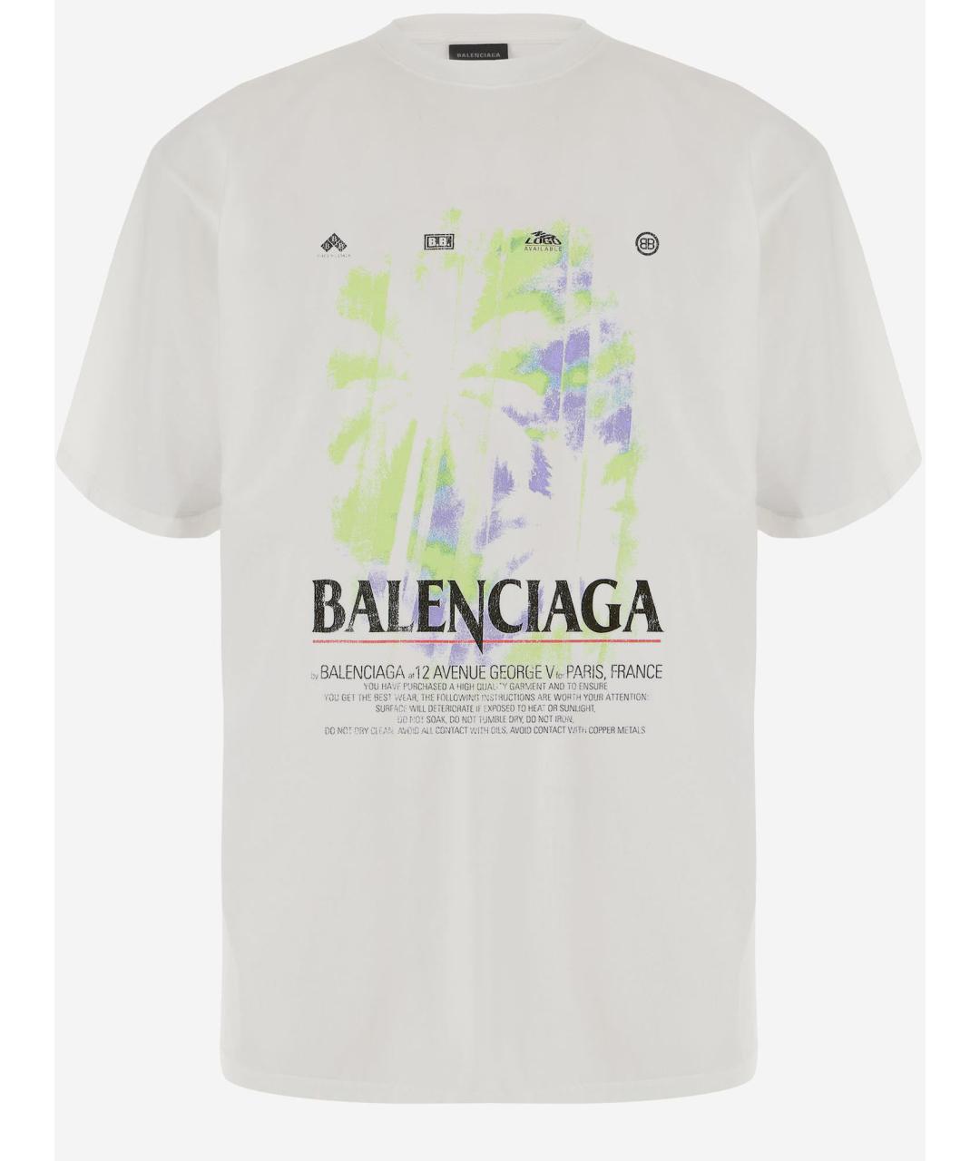 BALENCIAGA Белая хлопковая футболка, фото 4