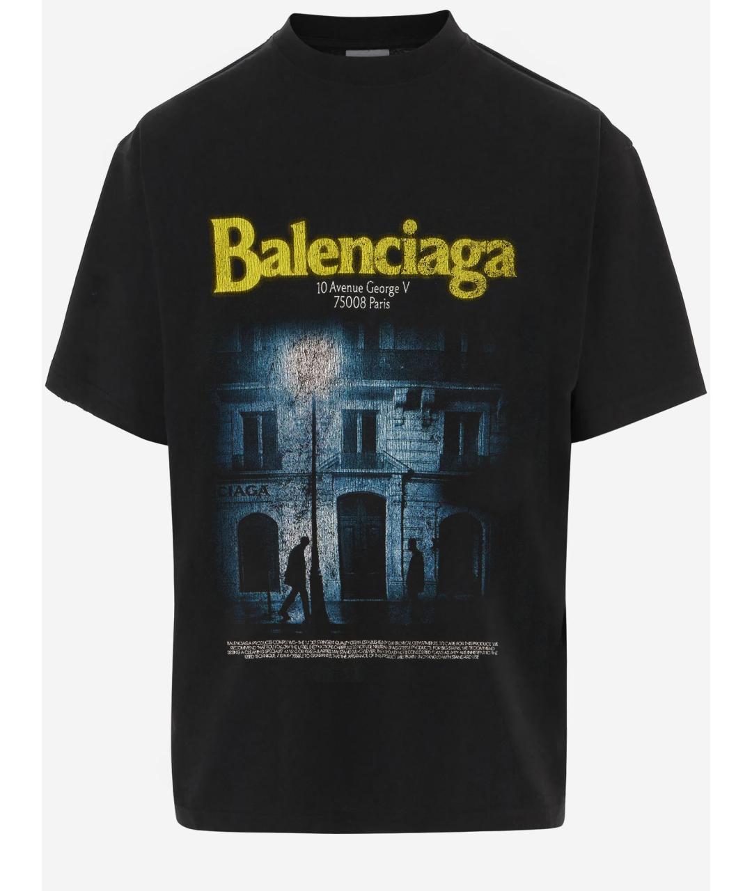 BALENCIAGA Черная хлопковая футболка, фото 4