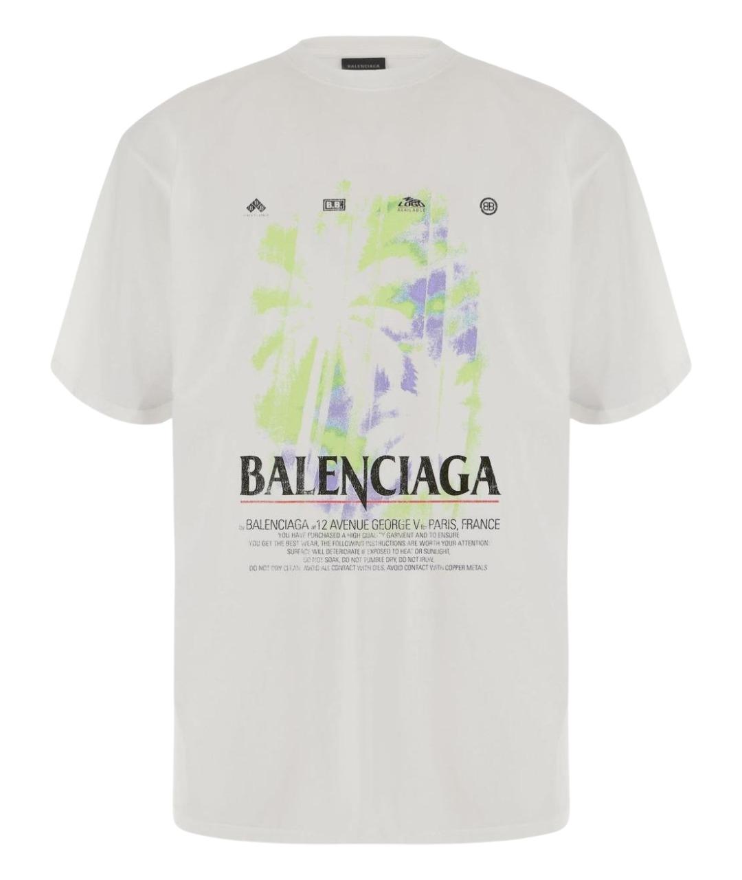 BALENCIAGA Белая хлопковая футболка, фото 1