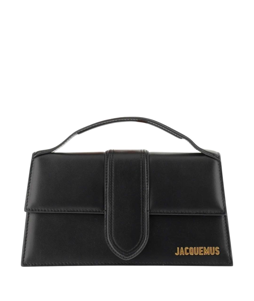JACQUEMUS Черная кожаная сумка с короткими ручками, фото 1