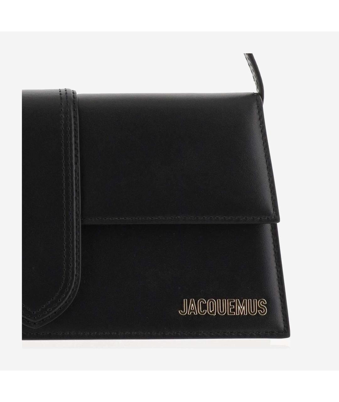 JACQUEMUS Черная кожаная сумка через плечо, фото 4