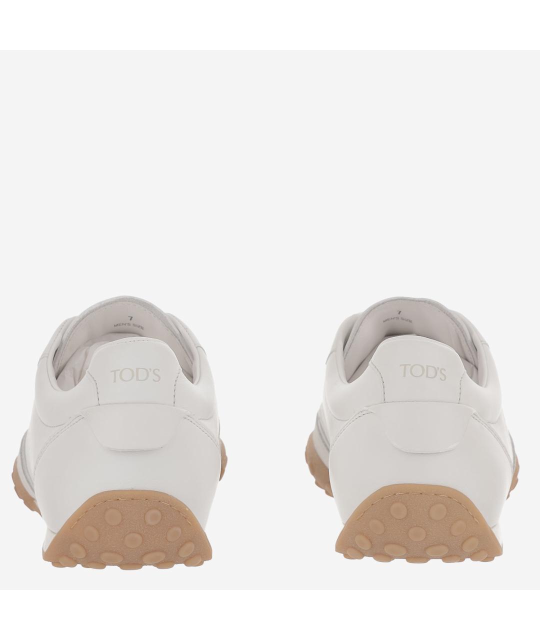 TOD'S Белые кожаные низкие кроссовки / кеды, фото 4